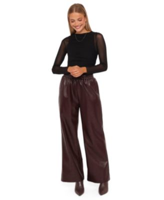 Women's Saffron Faux Leather Wide Leg Pant