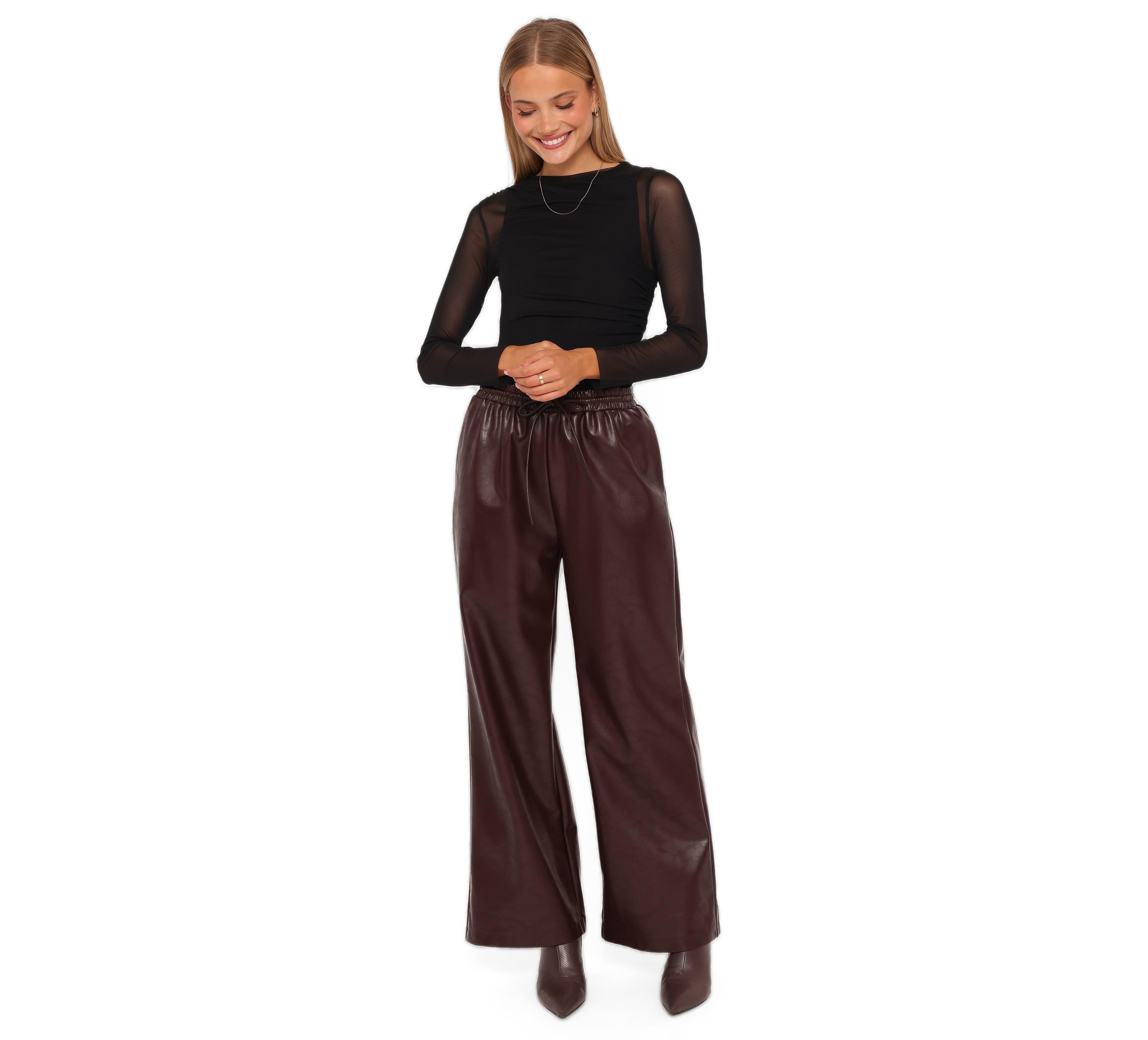 Petal and Pup Women's Saffron Faux Leather Wide Leg Pant