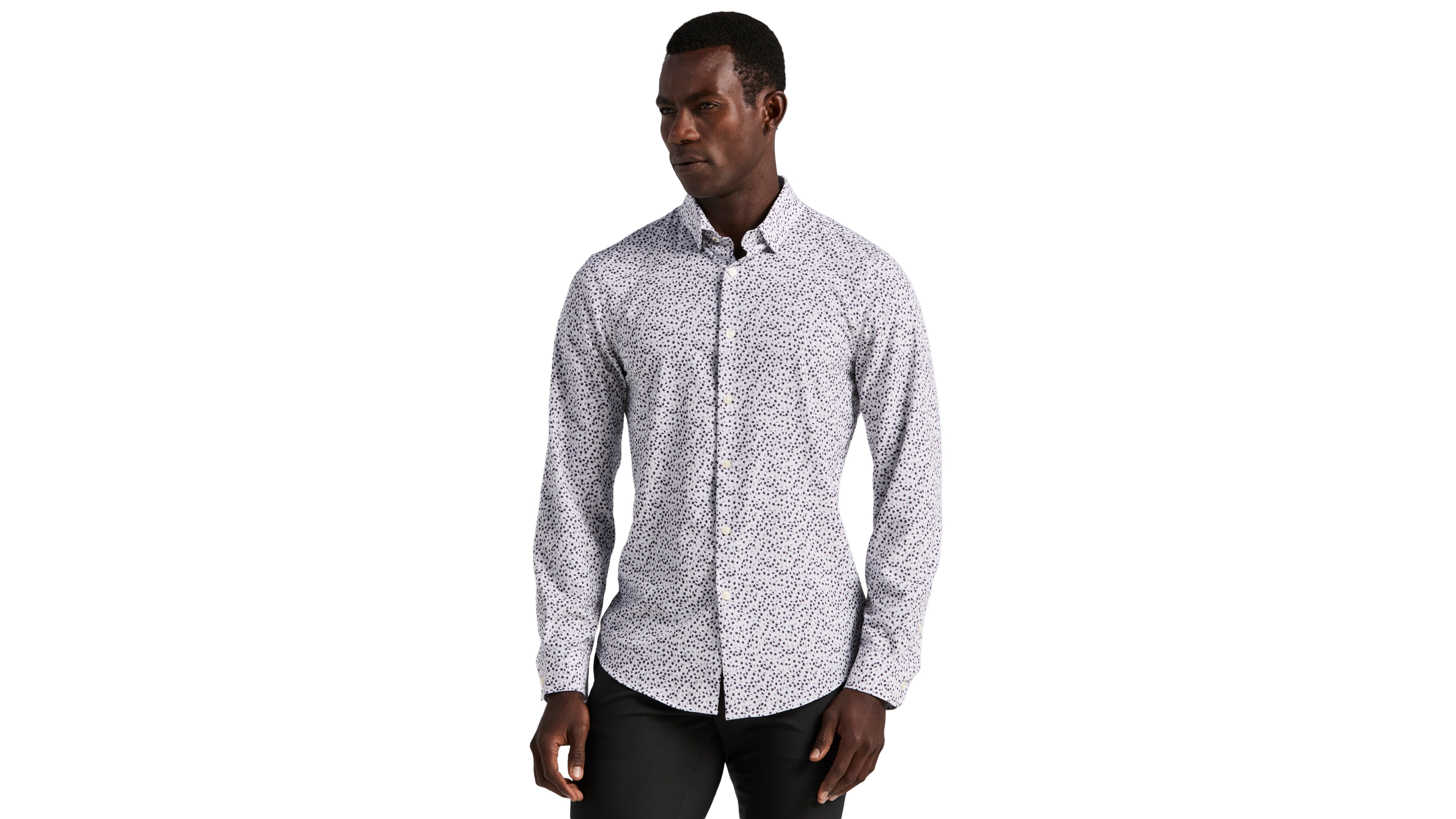 Perry Ellis Men's Long Sleeve Micro Floral Print Shirt