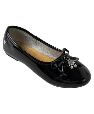 Little Girls 1-13 Ballet Flat with Bow and Hanging Charms