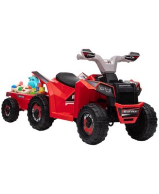 6V Electric Ride-On ATV with Cargo Trailer, 55-lb Capacity, Ages 18-36 Months