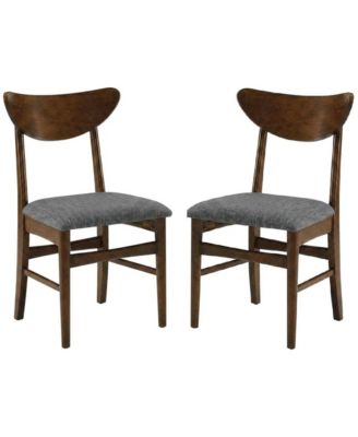 2-Piece Upholstered Seat Curved Backrest Wood Dining Chair