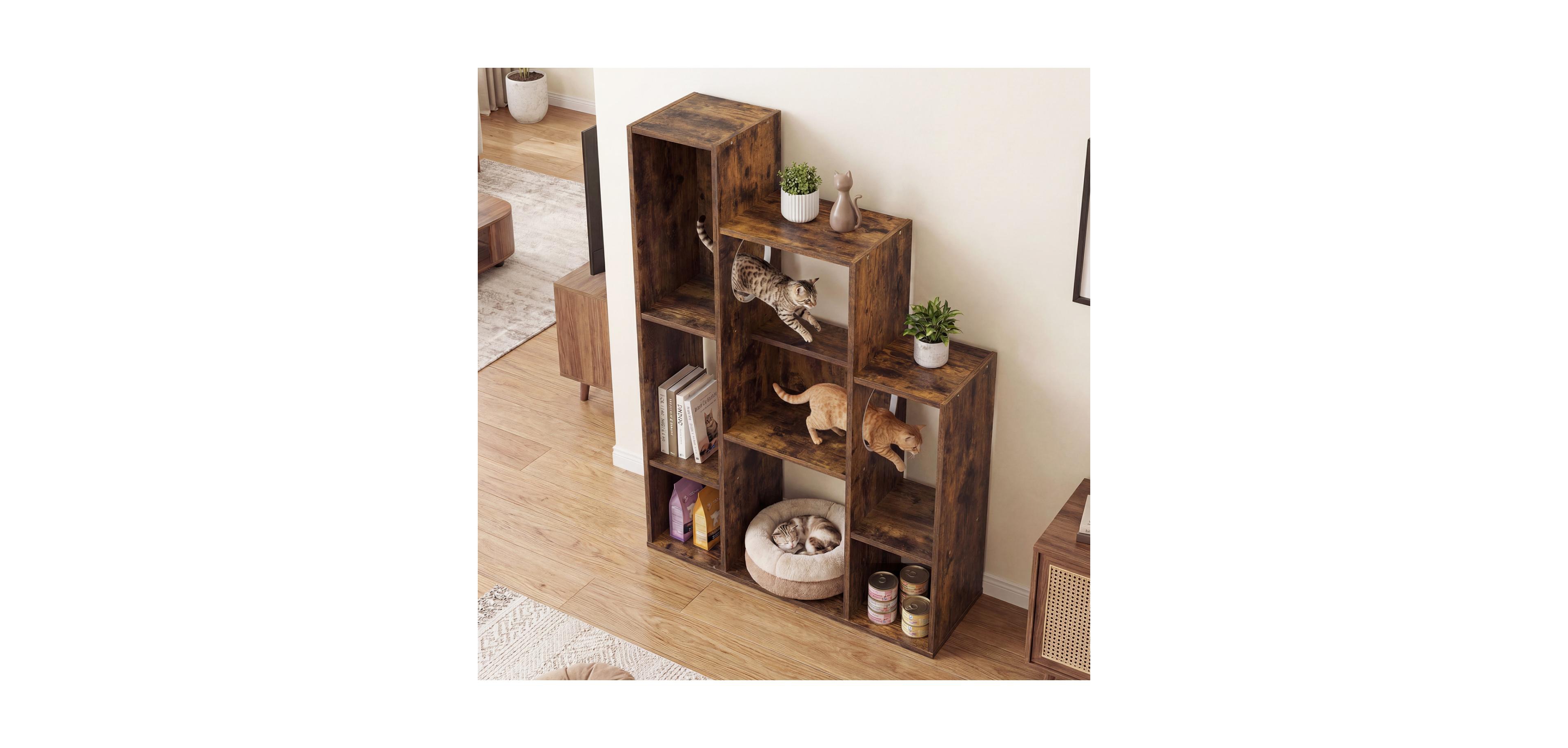 Zeny Modern Cat Bookshelf Tree 8-Section Storage Cabinet