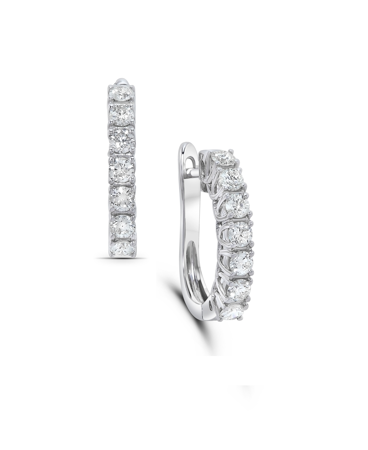 Macy's Round Diamond Hoop Earrings (1 ct. t.w.) in 14k White Gold