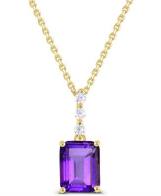 Amethyst (1-1/5 ct. t.w.) and White Topaz (1/20 ct. t.w.) Pendant Necklace  in 14k Gold-Plated Sterling Silver