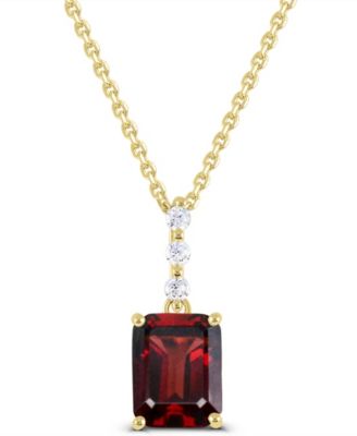 Garnet and White Topaz Pendant Necklace (1-1/5 ct. t.w. Garnet, 1/20 ct. t.w. White Topaz) in Gold-Plated Sterling Silver