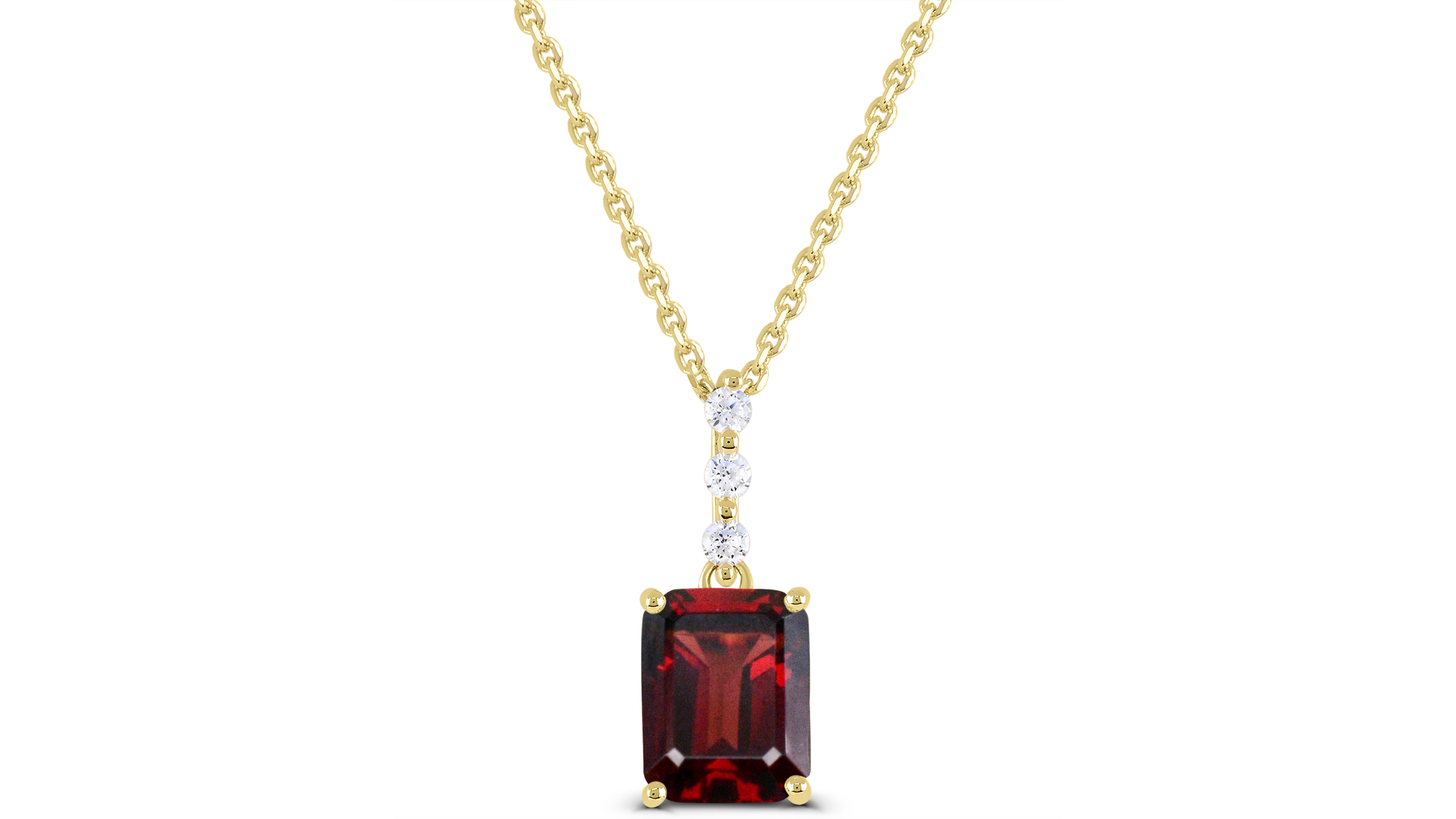 Garnet and White Topaz Pendant Necklace (1-1/5 ct. t.w. Garnet, 1/20 ct. t.w. White Topaz) in Gold-Plated Sterling Silver