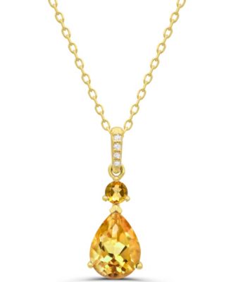 Citrine (3/4 ct. t.w.) and Diamond Accent Pendant in 14k Gold-Plated Sterling Silver