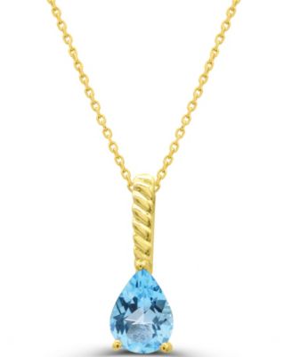 Swiss Blue Topaz Teardrop Cable Link Pendant (5/8 ct. t.w.) in 14k Gold-Plated Sterling Silver