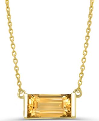 Gemstone Pendant Necklace in 14k Gold-Plated Sterling Silver (Available in Blue Topaz, Period, Garnet, Citrine, and Amethyst)