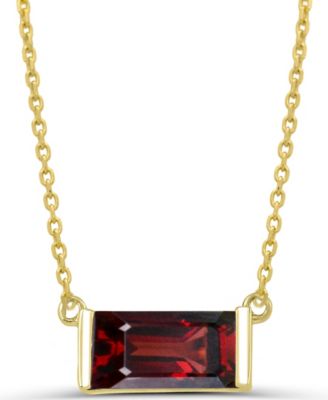 Gemstone Pendant Necklace in 14k Gold-Plated Sterling Silver (Available in Blue Topaz, Period, Garnet, Citrine, and Amethyst)