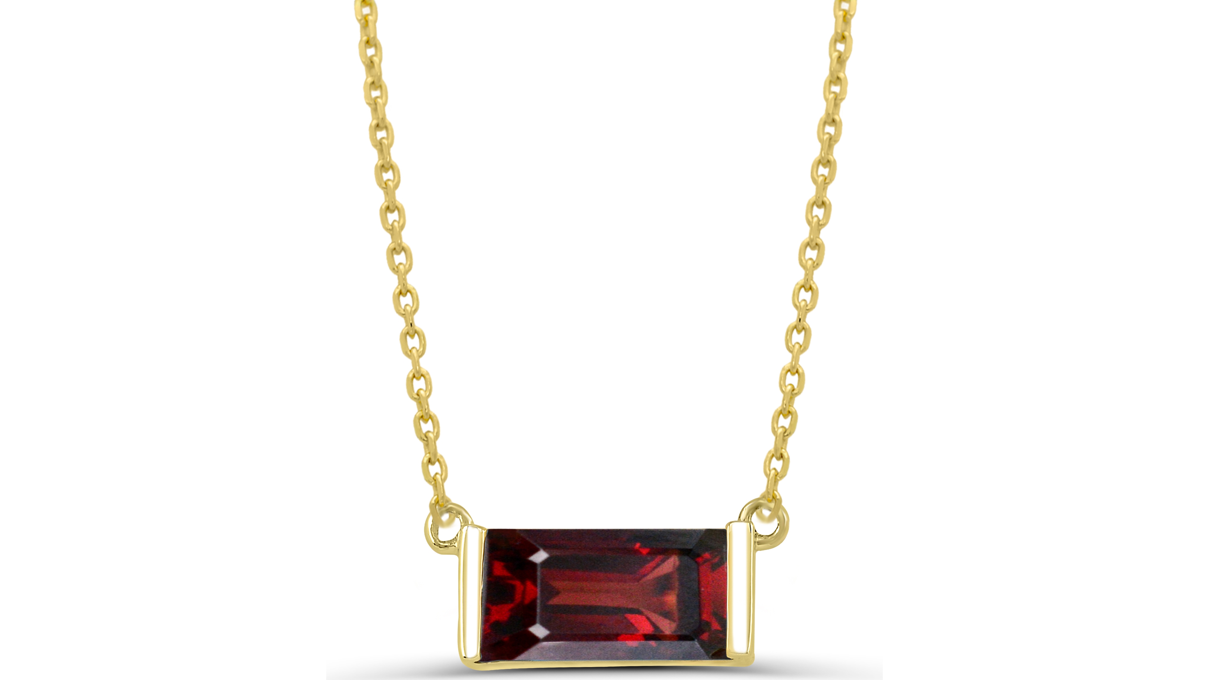 Macy's Garnet (1 ct. t.w.) Cable Link Chain Necklace in 14k Gold-Plated Sterling Silver