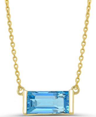 Gemstone Pendant Necklace in 14k Gold-Plated Sterling Silver (Available in Blue Topaz, Period, Garnet, Citrine, and Amethyst)