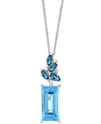 Sky Blue Topaz (3-3/8 ct. t.w.) High Polished Pendant Necklace with London Blue Topaz (1/2 ct. t.w.) and Diamond Accent in Sterling Silver