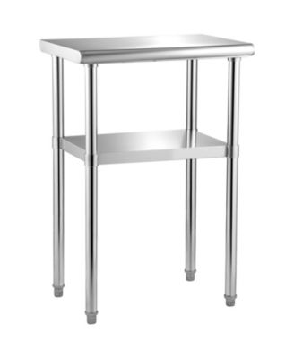 24 x 18 x 36 in Stainless Steel Prep Table 600lbs Capacity Worktable with Adjustable Undershelf Table