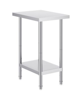 Stainless Steel Prep Table 24 x 18 x 34 in 640 lbs Capacity 3-Level Adjustable Workstation