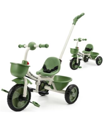 Toddler Tricycle with Detachable Push Handle, High-Carbon Steel, Ages 0-5