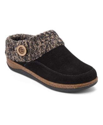 Women's Suede Sweater-Knit Cuff Round Toe Clog Slippers
