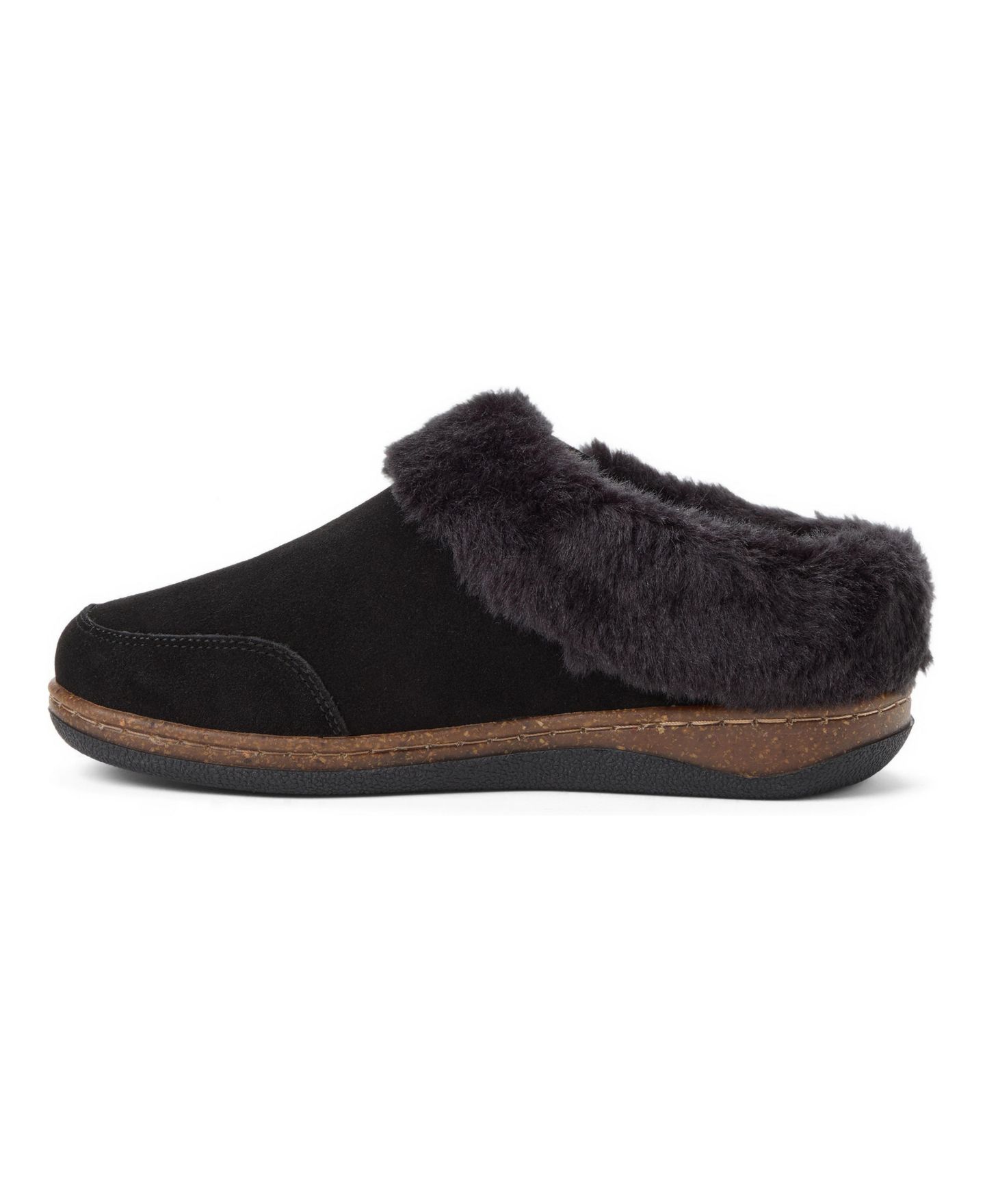 Женские тапочки Clarks Suede Clog Slippers With Faux Fur Cuff, цвет: Чёрный — фото 2
