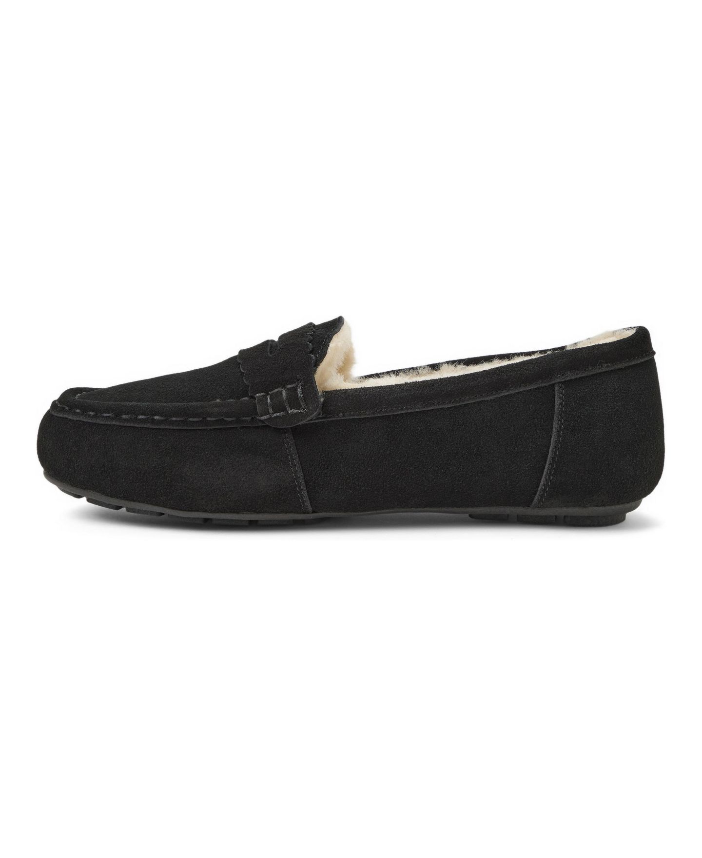 Женские тапочки Clarks Memory Foam Moccasin Penny Loafer Suede Slippers, цвет: Чёрный — фото 9