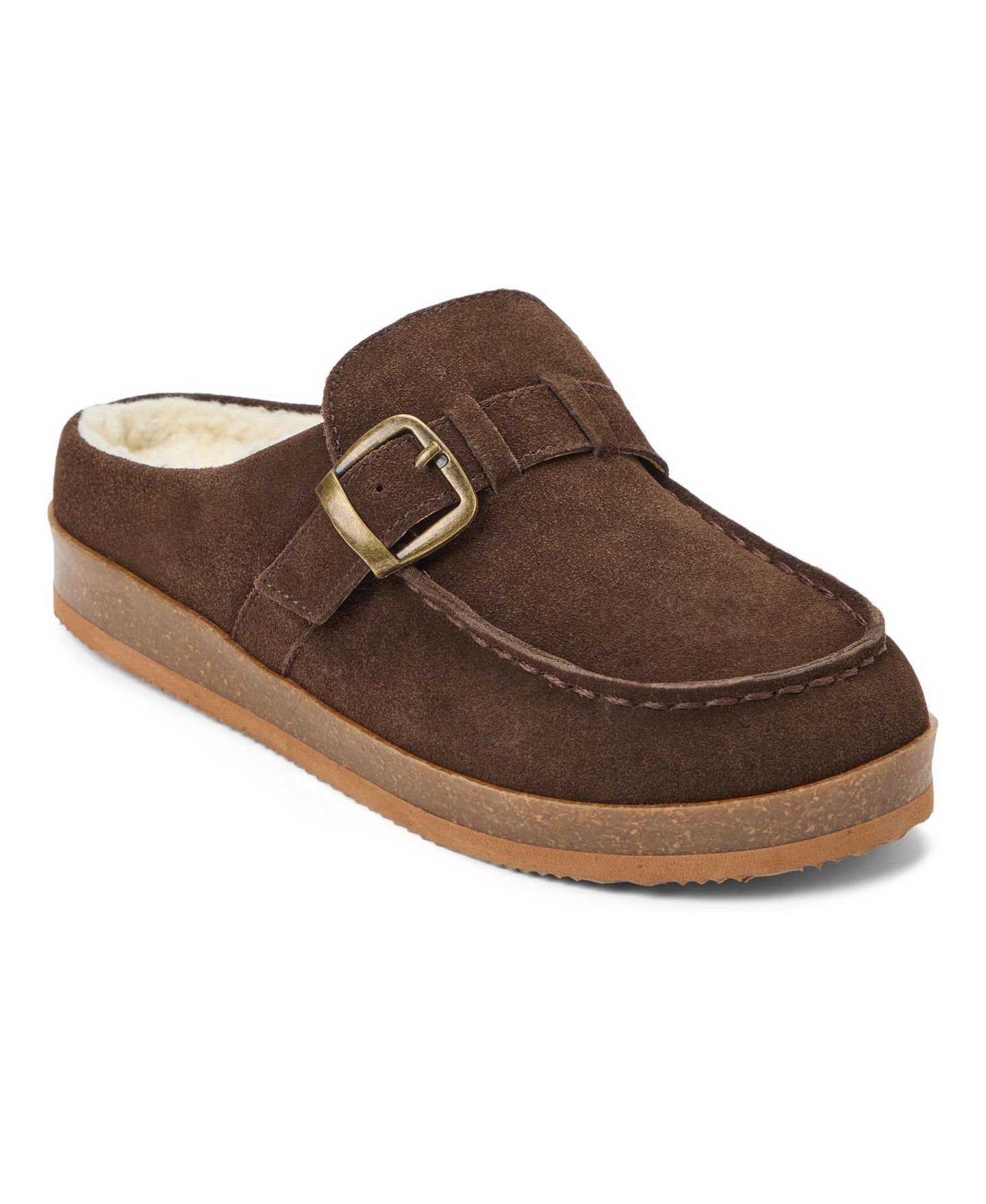 Женские сабо Clarks Genuine Suede Clog Memory Foam Slippers, цвет: Шоколадный — фото 1
