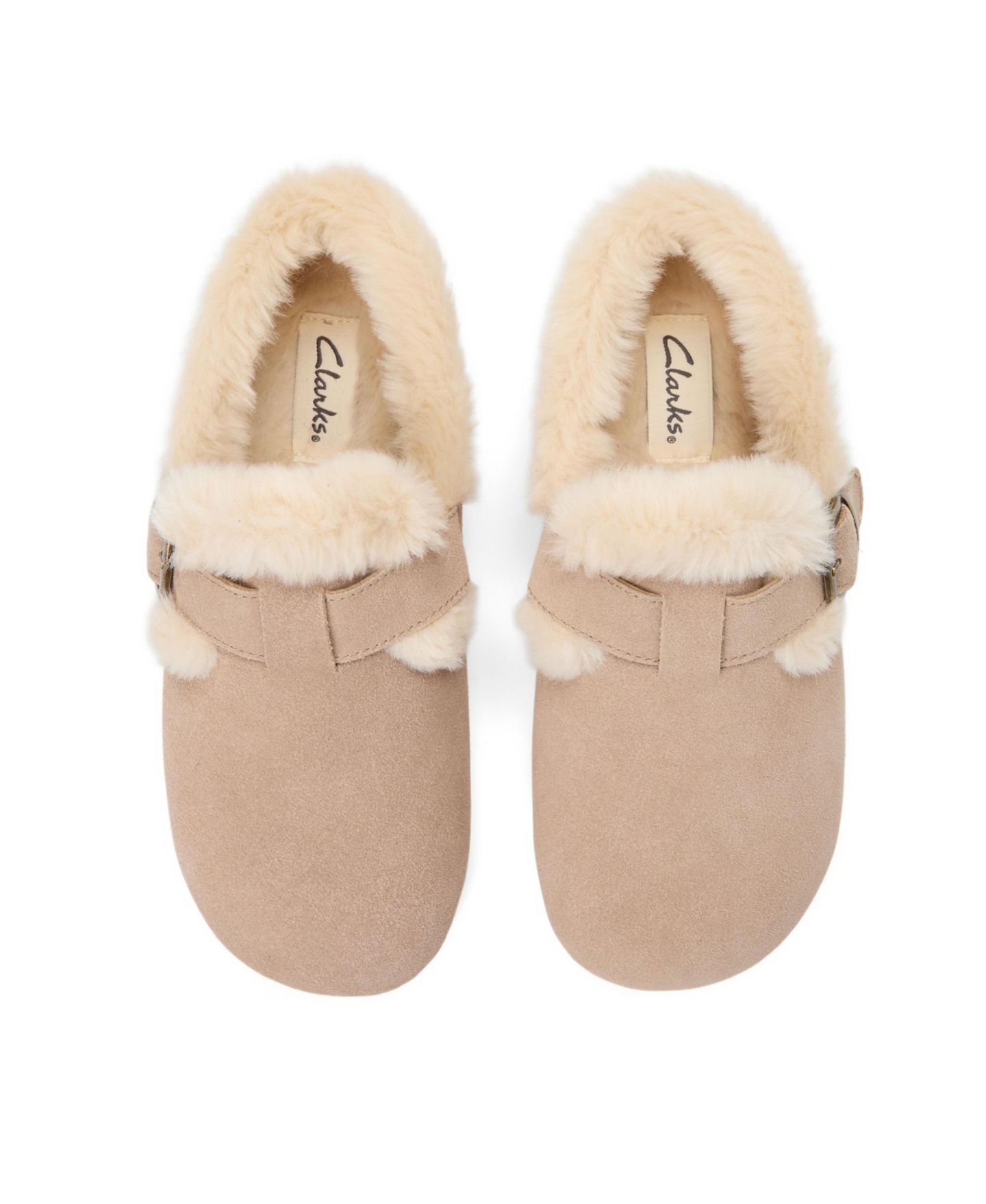 Женские тапочки Clarks Genuine Cow Suede Buckle Closed Back Slippers, цвет: Серо-коричневый — фото 4