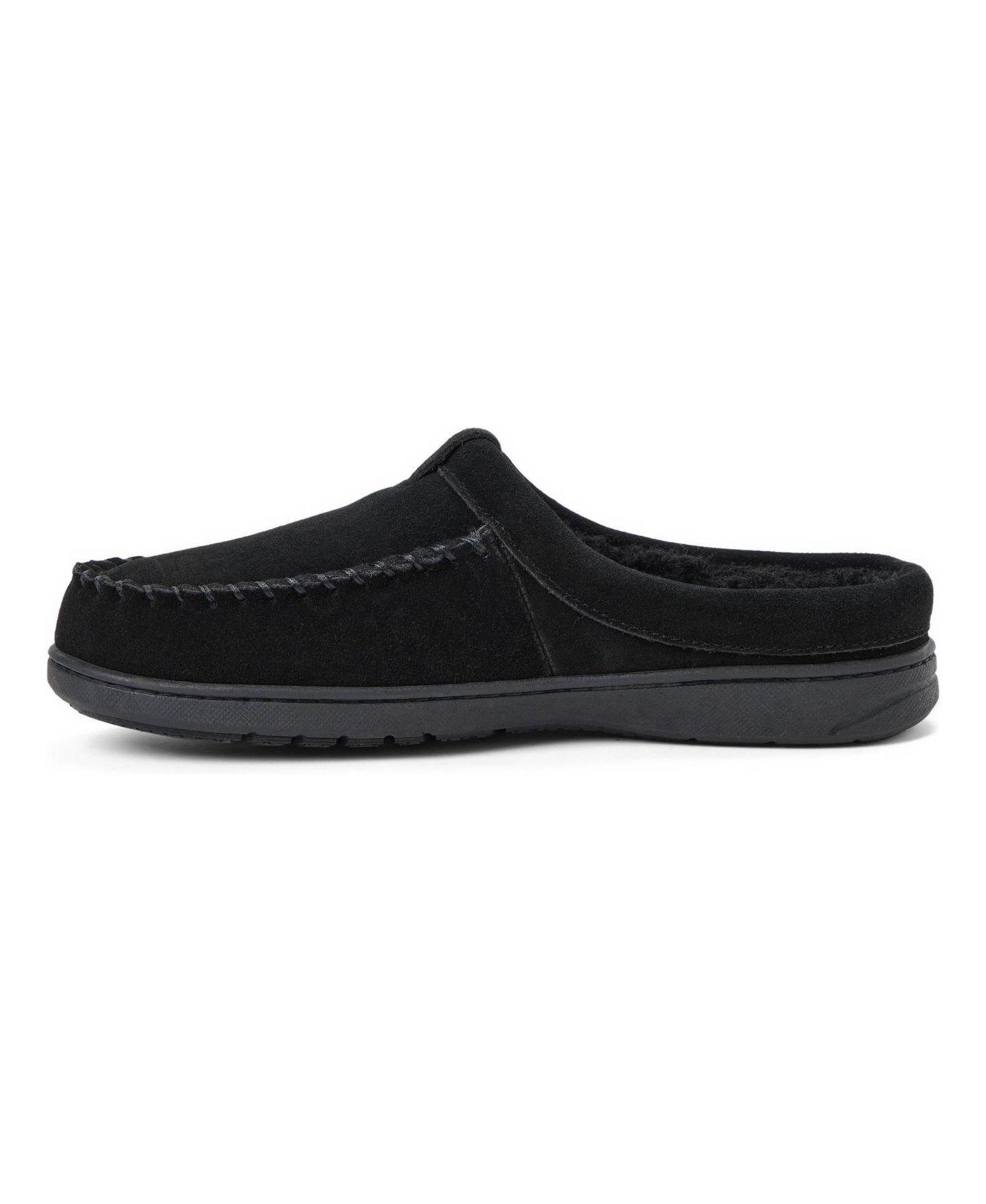 Мужские тапочки Clarks Cow Suede Memory Foam Moc Toe Slippers, цвет: Чёрный — фото 2