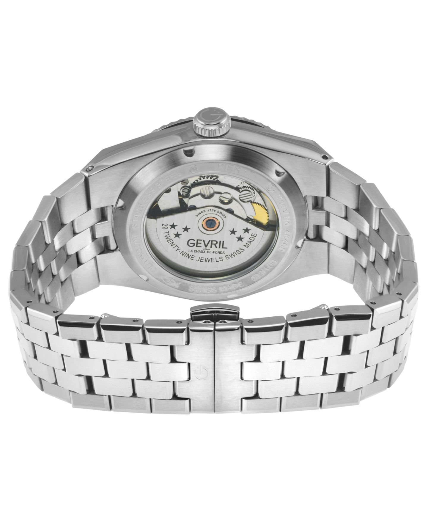 Мужские часы Gevril Swiss Automatic Pier 17 Stainless Steel Bracelet Watch, 40 mm, цвет: Серебряный — фото 2