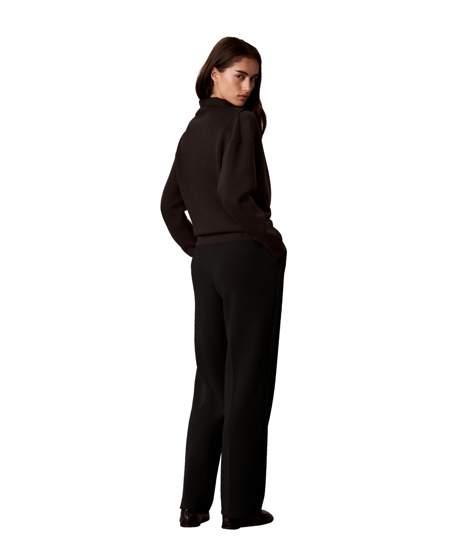 Женский свитер Calvin Klein Mock Neck Long-Sleeve Pullover Top, цвет: Чёрный — фото 2