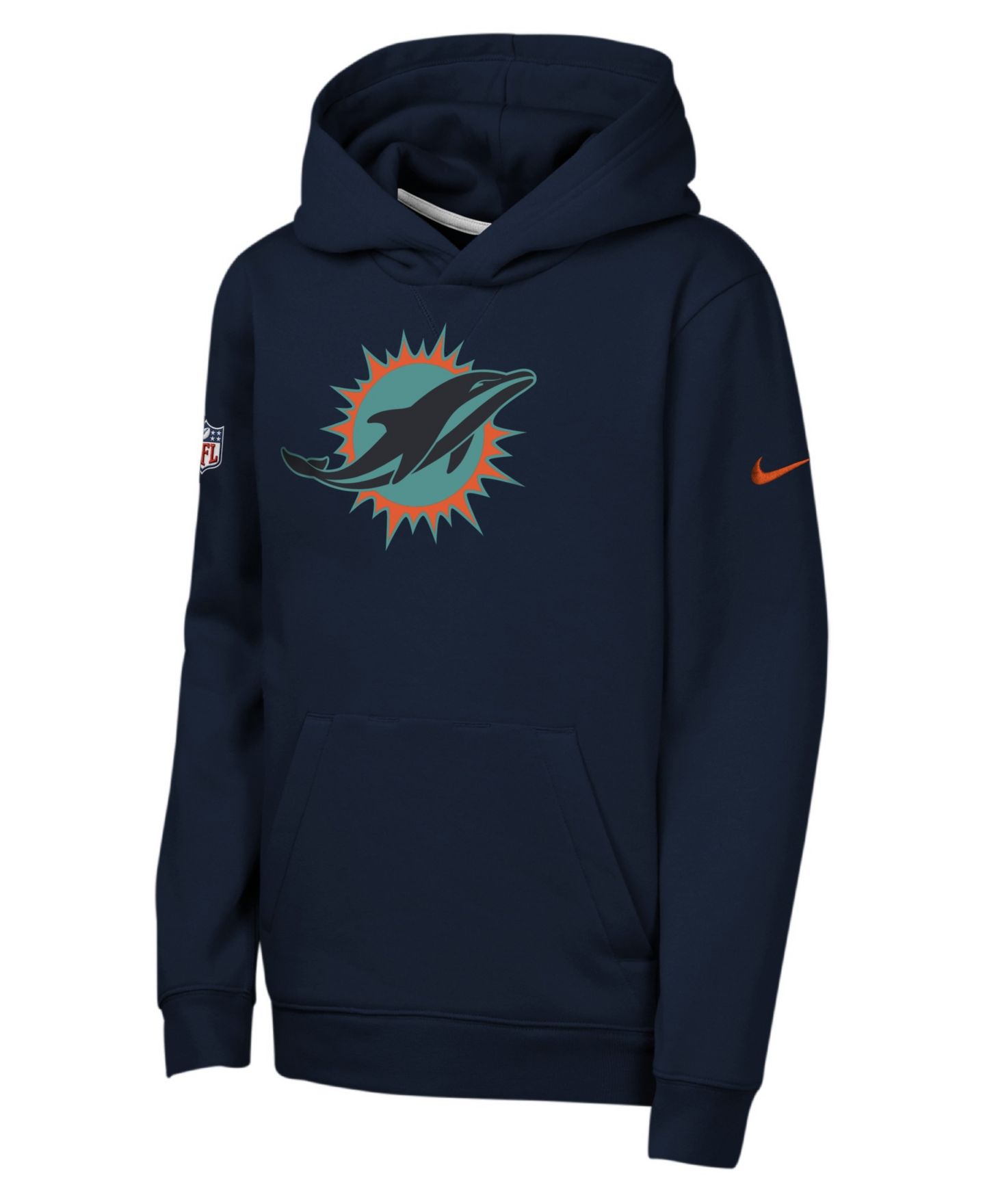 Детское худи Nike Navy Miami Dolphins Rivalries Collection Sideline Club Fleece Pullover — фото 3