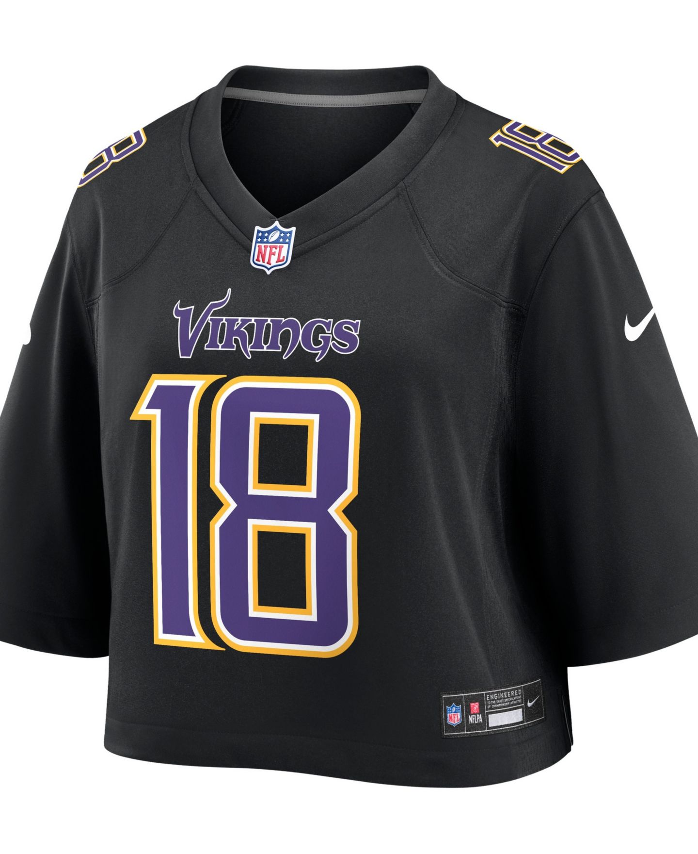 Женский топ Nike Justin Jefferson Black Minnesota Vikings Cropped Fashion Game Jersey — фото 3