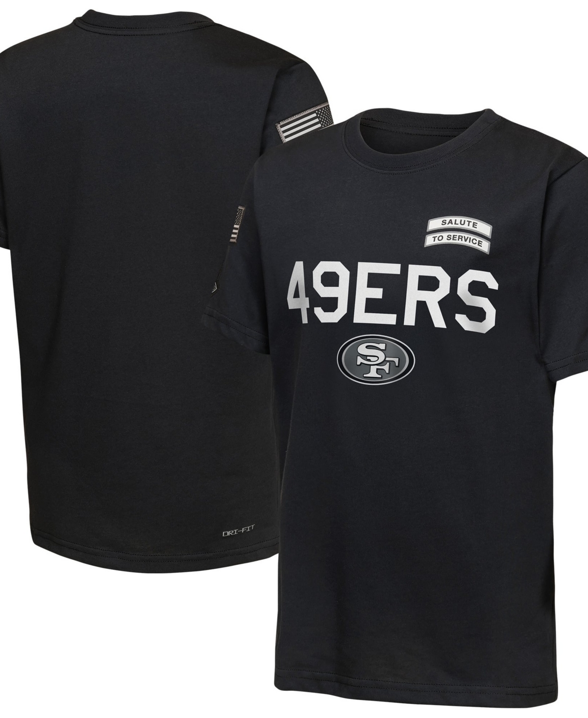 Nike Big Boys' and Girls' Black San Francisco 49ers 2026 Salute to Service Sideline Dri-fit T-Shirt