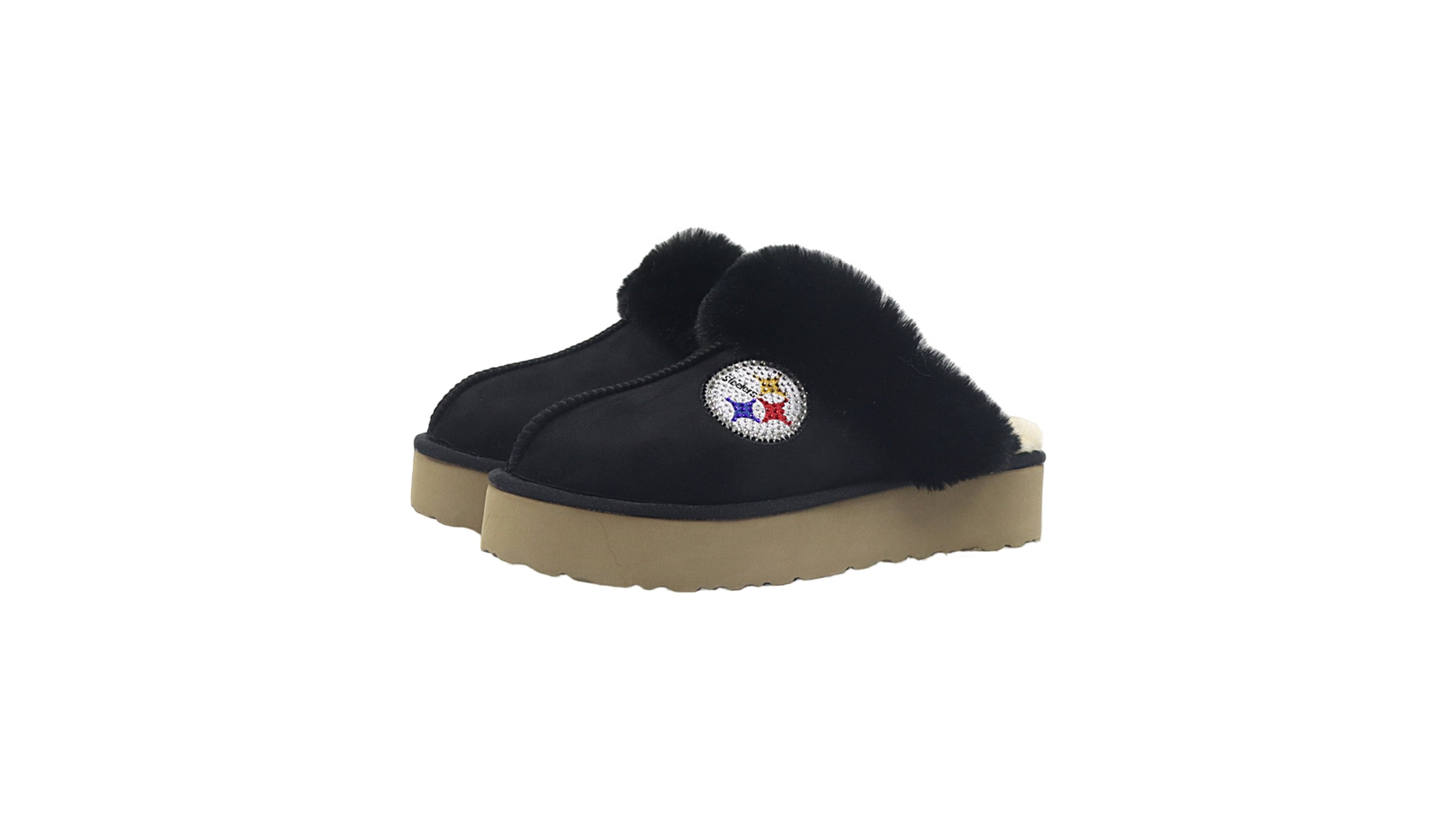 Fabgating By Cuce Men's and Women's Black Pittsburgh Steelers Team Color Slipper Boots