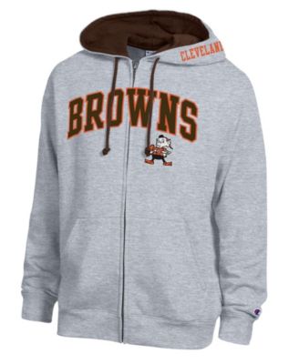 Men's Heather Gray/Brown Cleveland Browns Full-Zip Hoodie