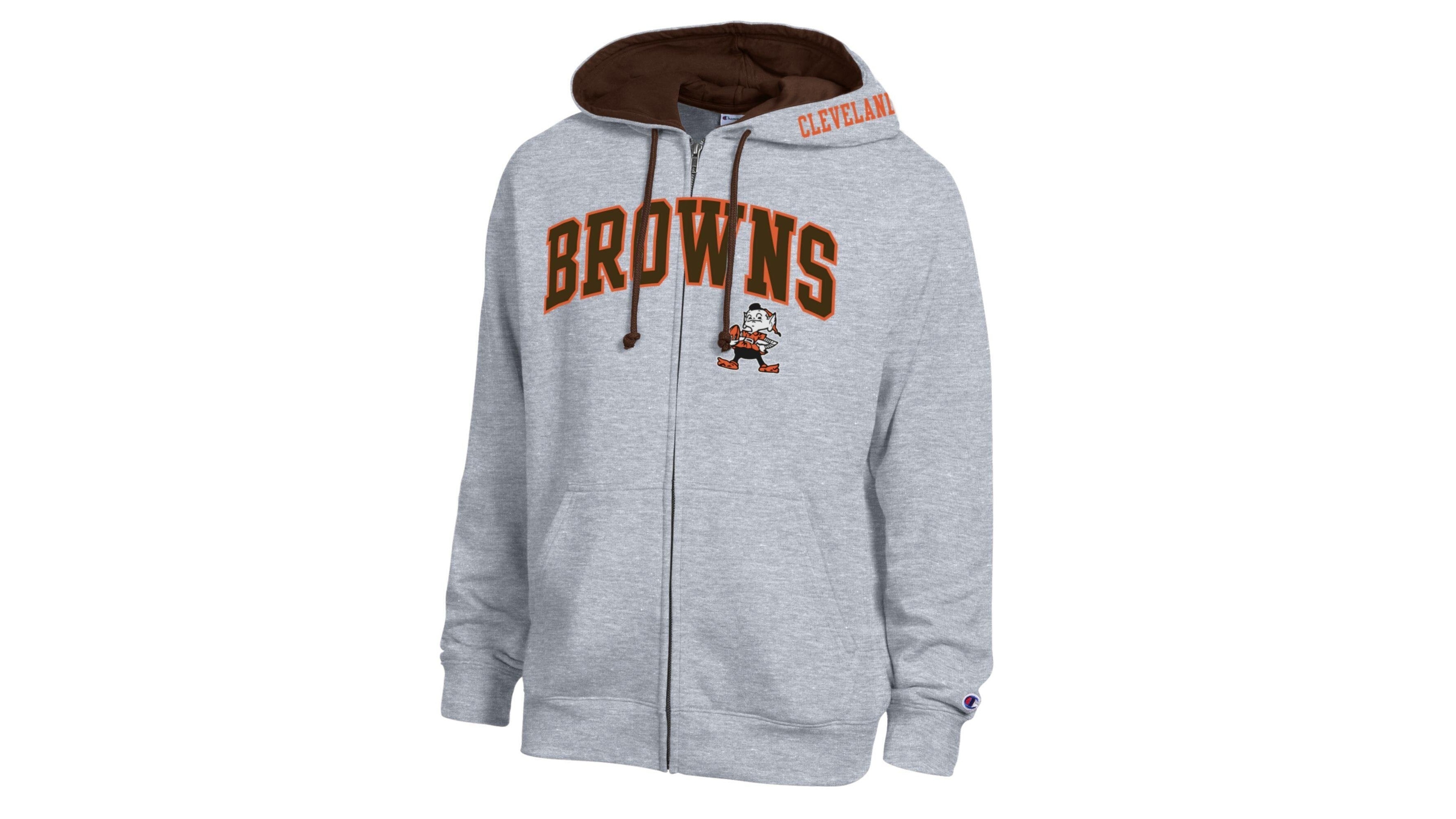 Champion Men's Heather Gray/Brown Cleveland Browns Full-Zip Hoodie