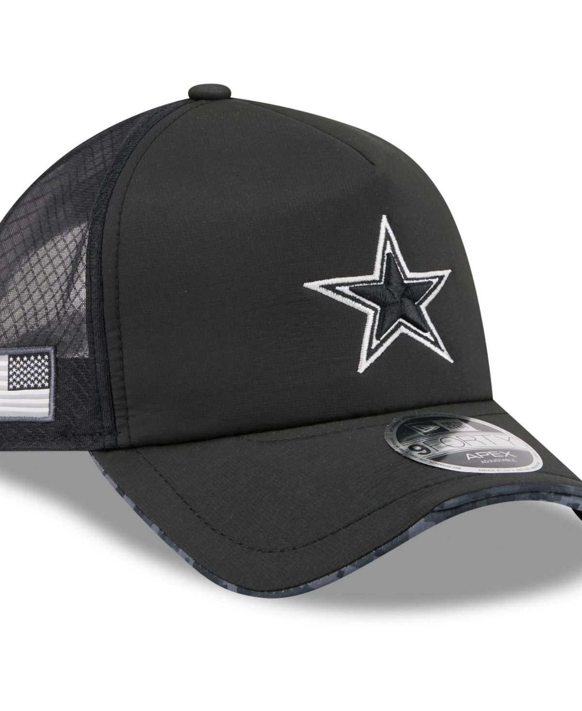 New Era Men's Black Dallas Cowboys 2026 Salute To Service Apex 9FORTY Adjustable Trucker Hat - Black