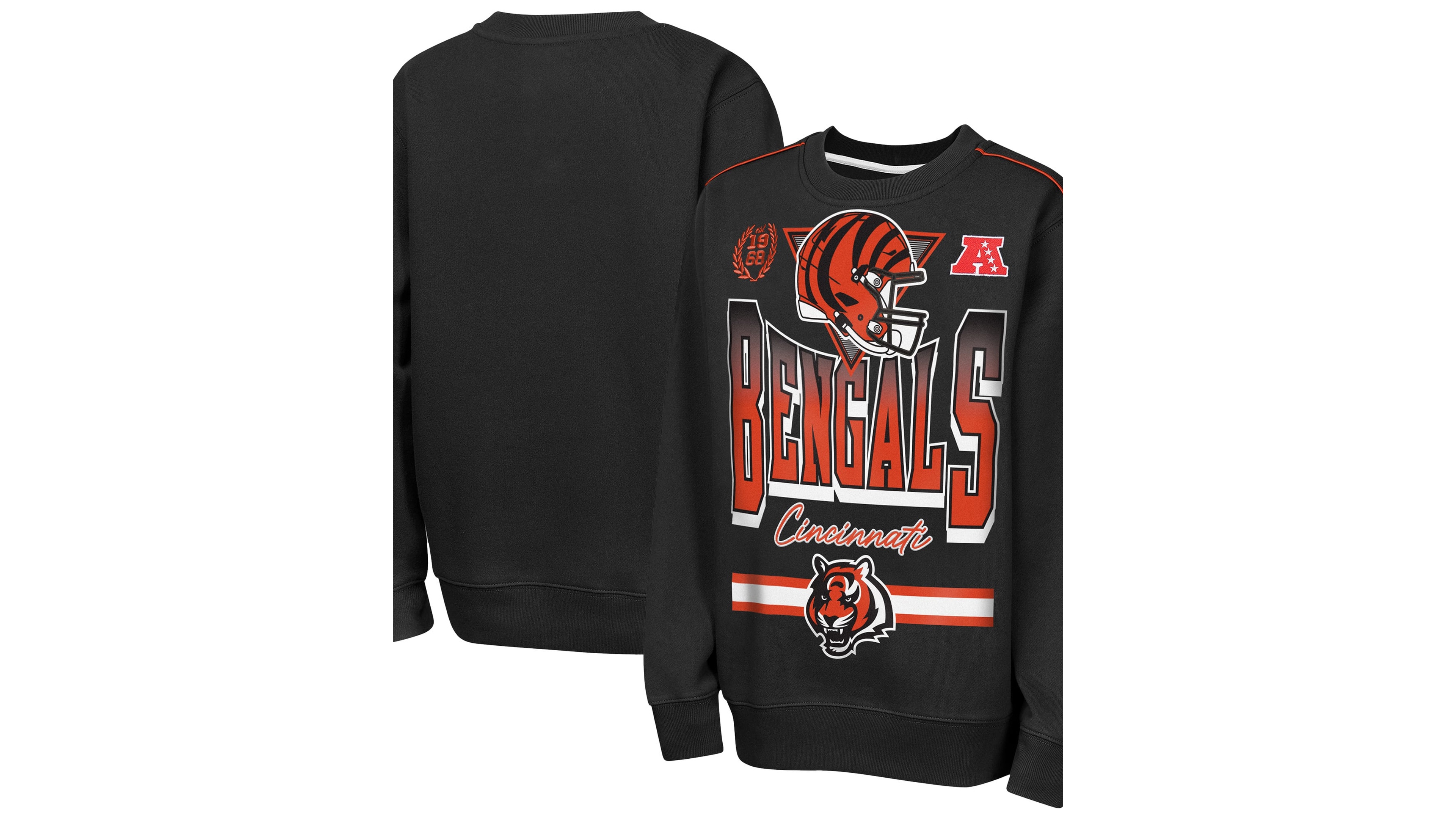 Outerstuff Big Boys' and Girls' Black Cincinnati Bengals Run Fleece Sweatshirt