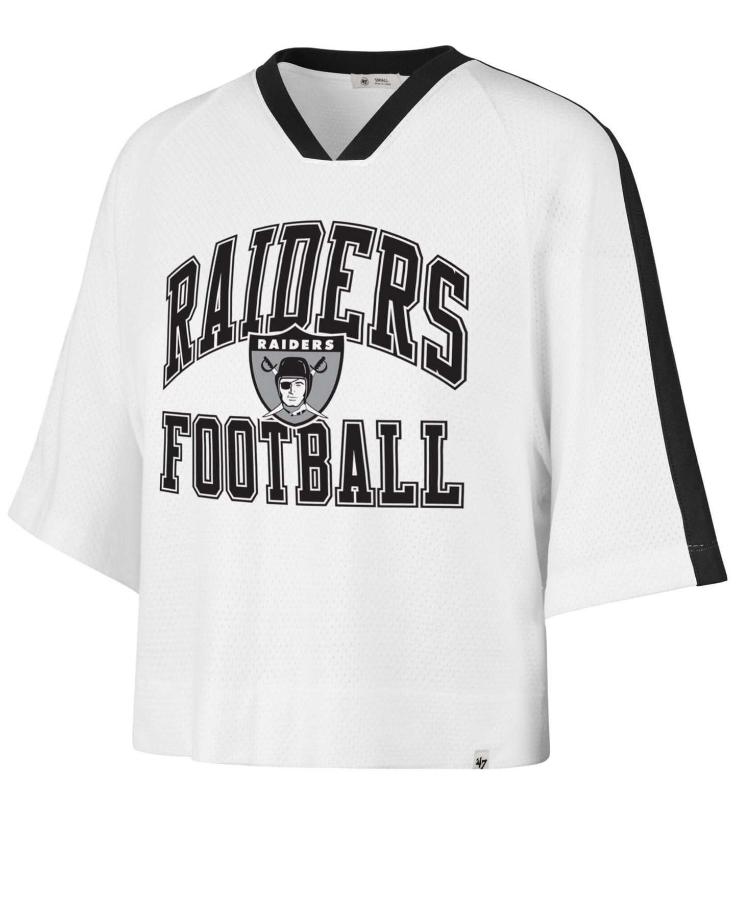 Женская футболка '47 Brand White Las Vegas Raiders Big Overarch Drop Needle Raglan V-Neck — фото 3