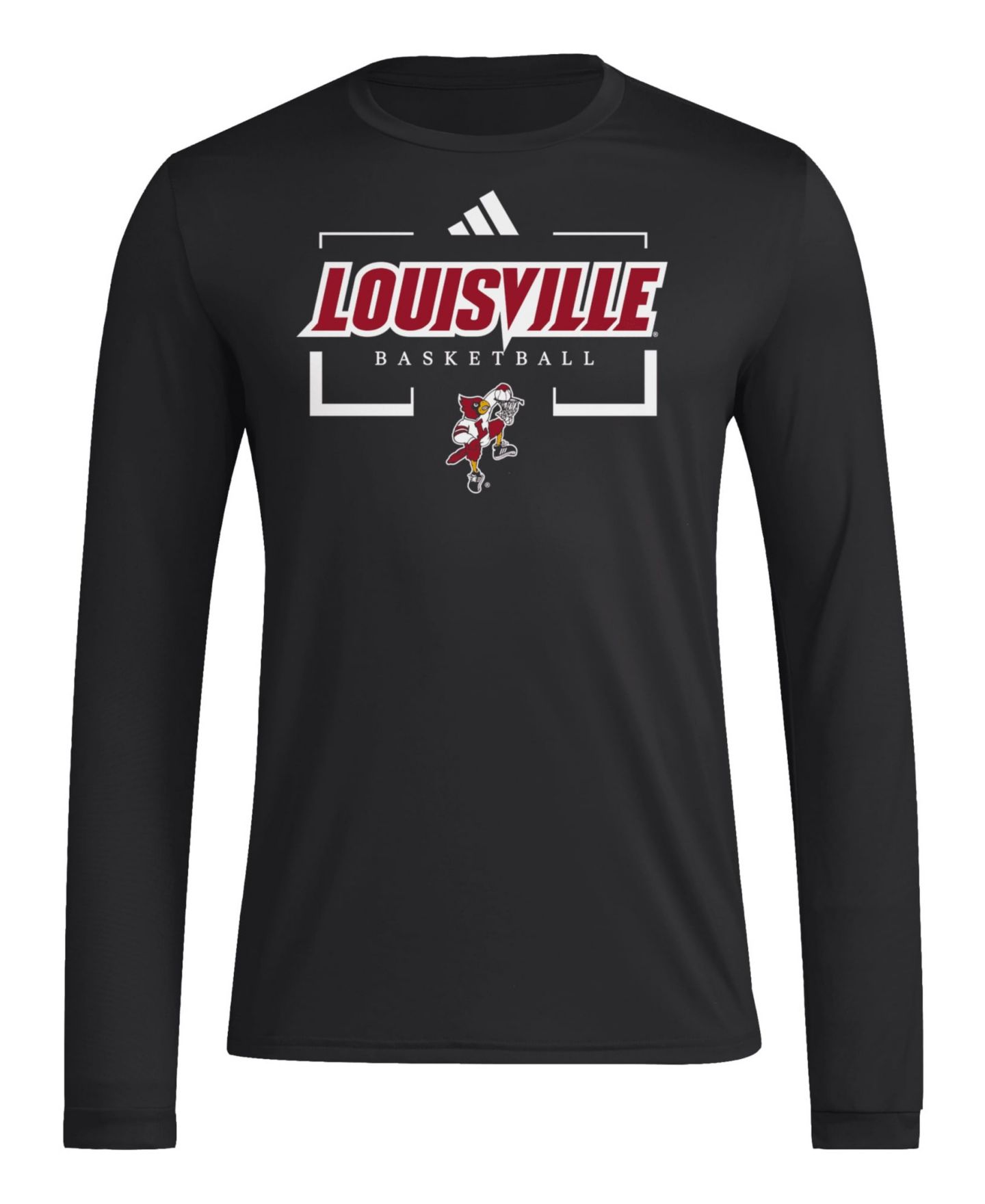 Мужская футболка adidas Black Louisville Cardinals Basketball Icon Pregame Long-Sleeves — фото 3