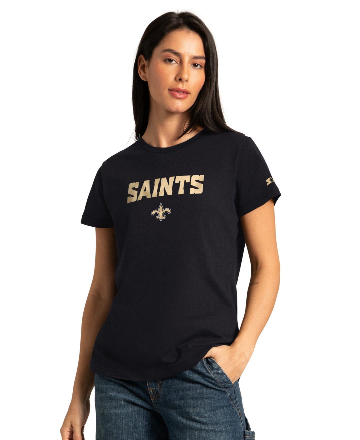 Женские футболки Starter Black/Ash New Orleans Saints Short-Sleeves Long-Sleeves Combo Pack — фото 5