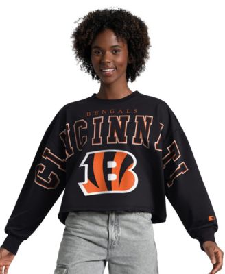 Women's Black Cincinnati Bengals Bleachers Cropped Sweatshirt