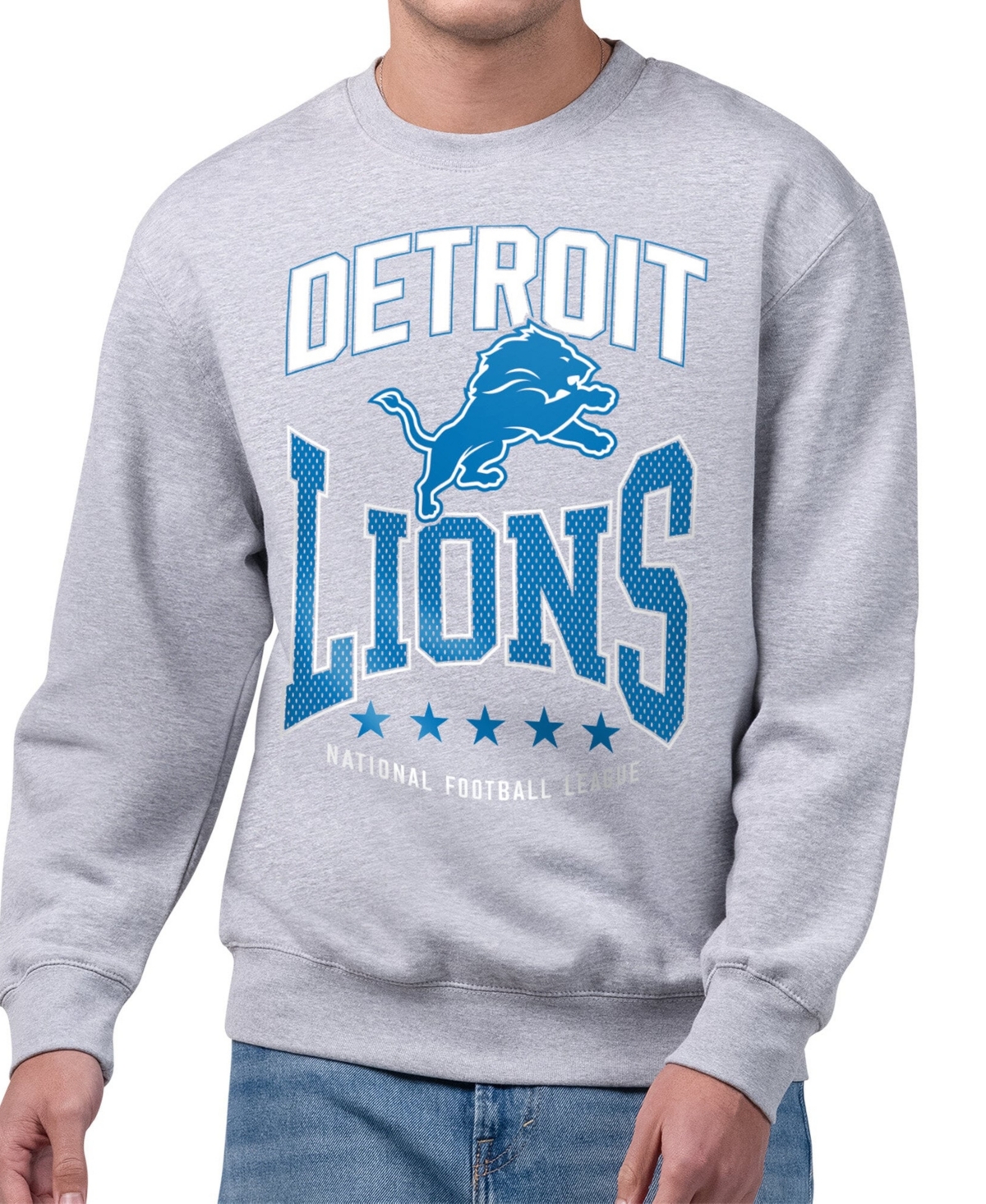 Starter Men's Gray Detroit Lions Center Squeeze Tri-Blend Sweatshirt - Gray