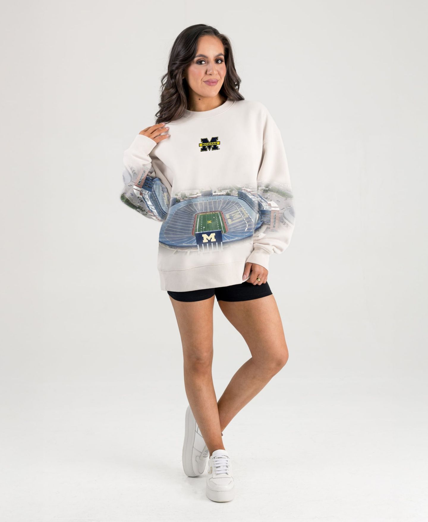 Женская толстовка Gameday Couture Natural Michigan Wolverines Power Move Stadium Premium Drop Shoulder — фото 4