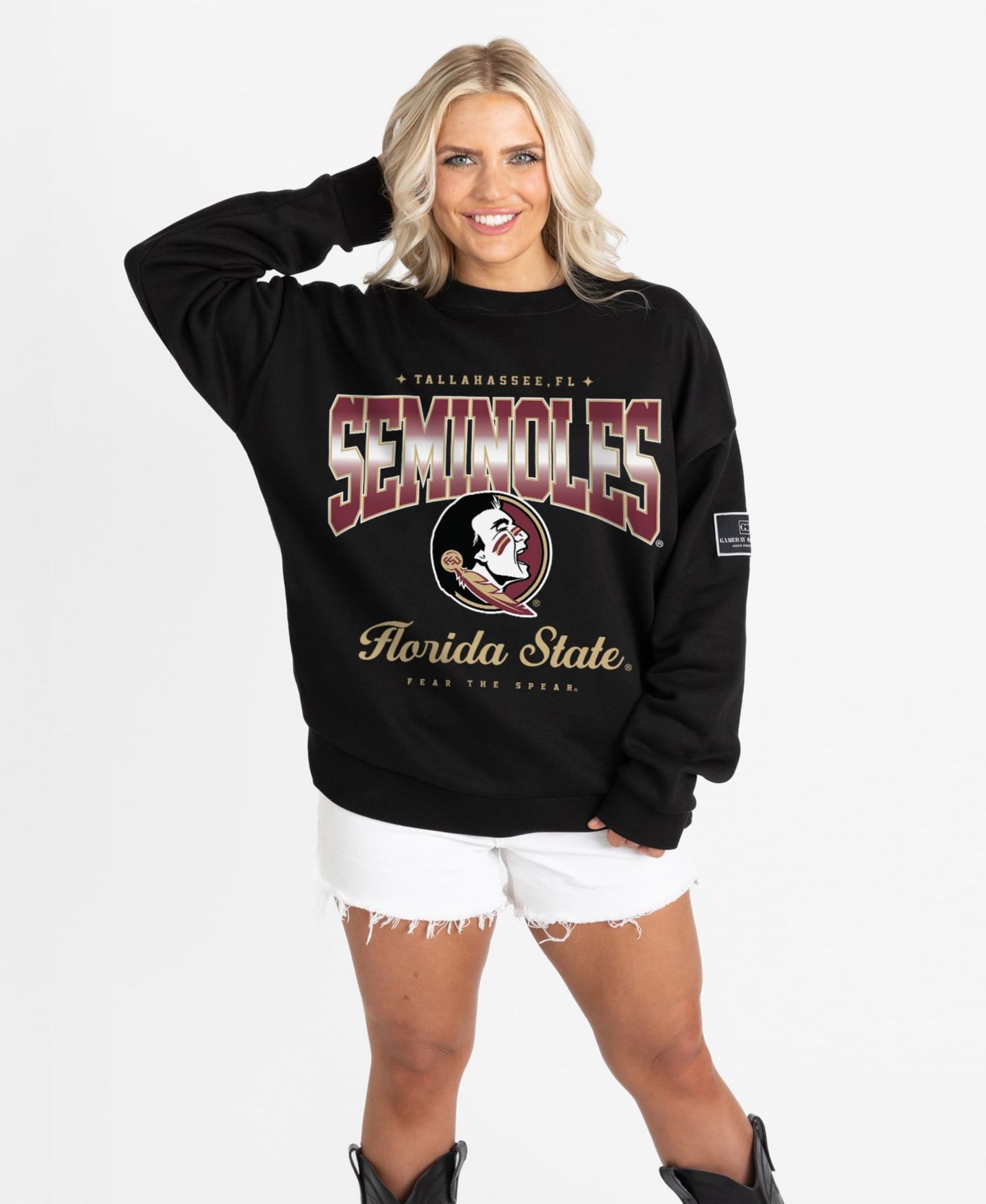 Женская толстовка Gameday Couture Black Florida State Seminoles Oversized Powerhouse Play Black Label Premium Fleece — фото 1