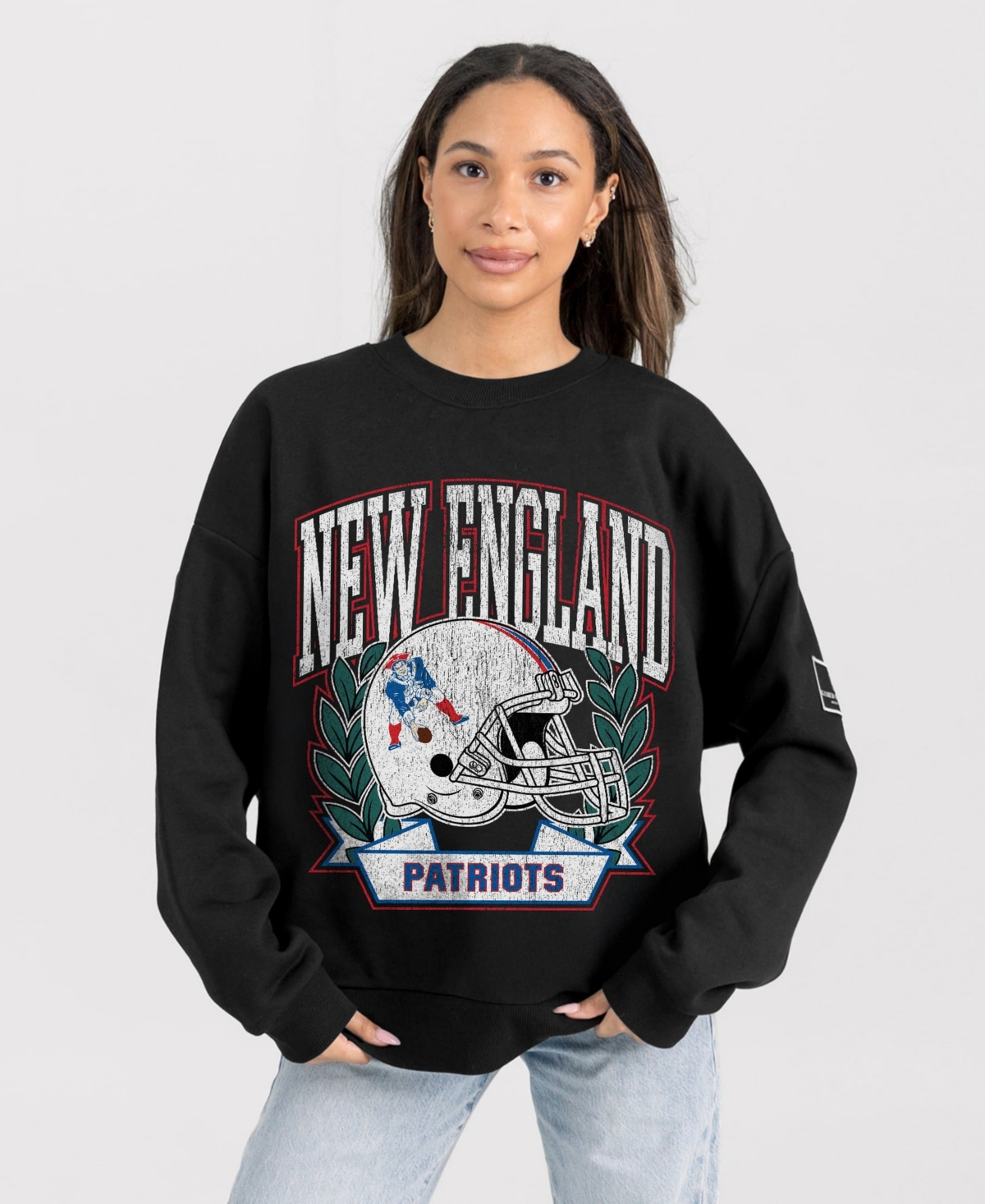 Gameday Couture Women's Black New England Patriots Oversized Victory Lane Black Label Premium Fleece Sweatshirt - Black