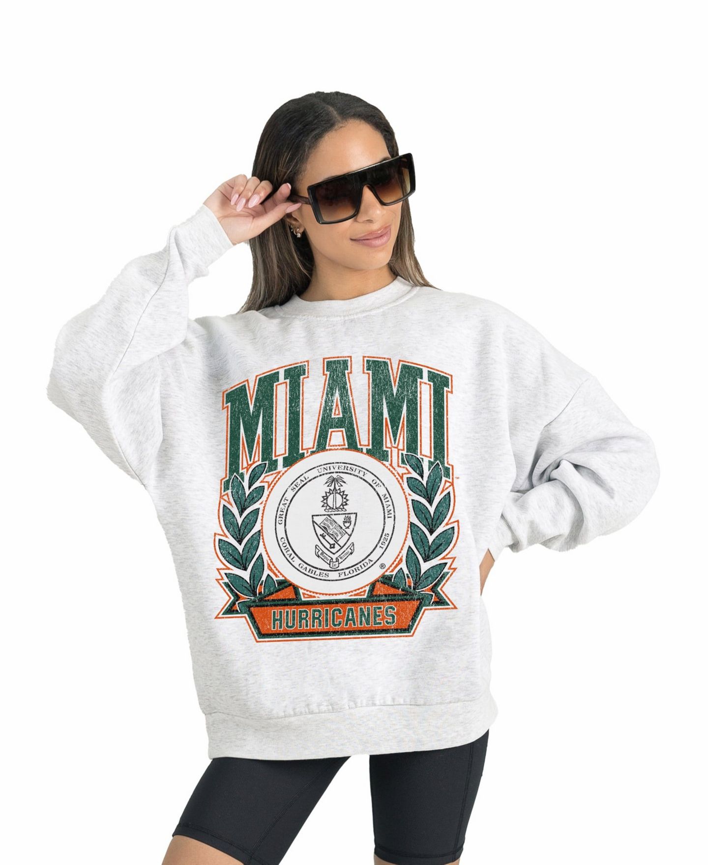 Женская толстовка Gameday Couture Gray Miami Hurricanes Premium Fleece Drop Shoulder Oversized Pullover — фото 3