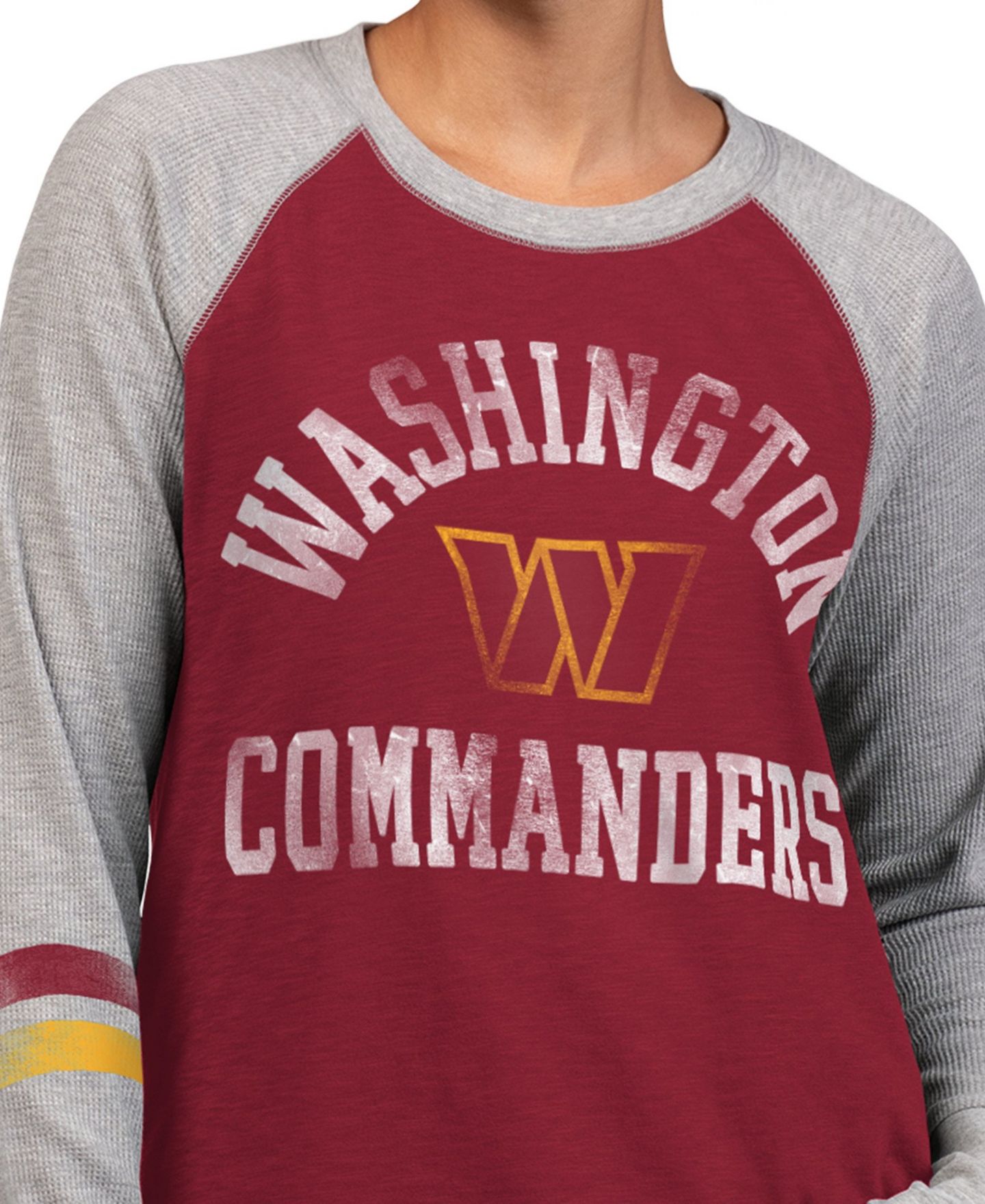 Женская футболка Starter Burgundy/Gray Washington Commanders Waffle-Knit Raglan Long-Sleeves — фото 2