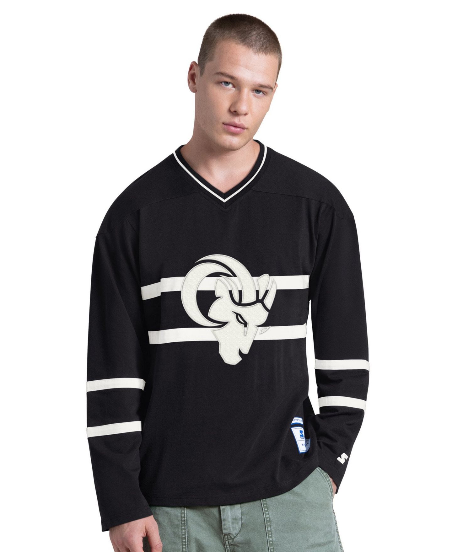 Мужская футболка Starter Black/White Los Angeles Rams Lineup Long-Sleeves — фото 1