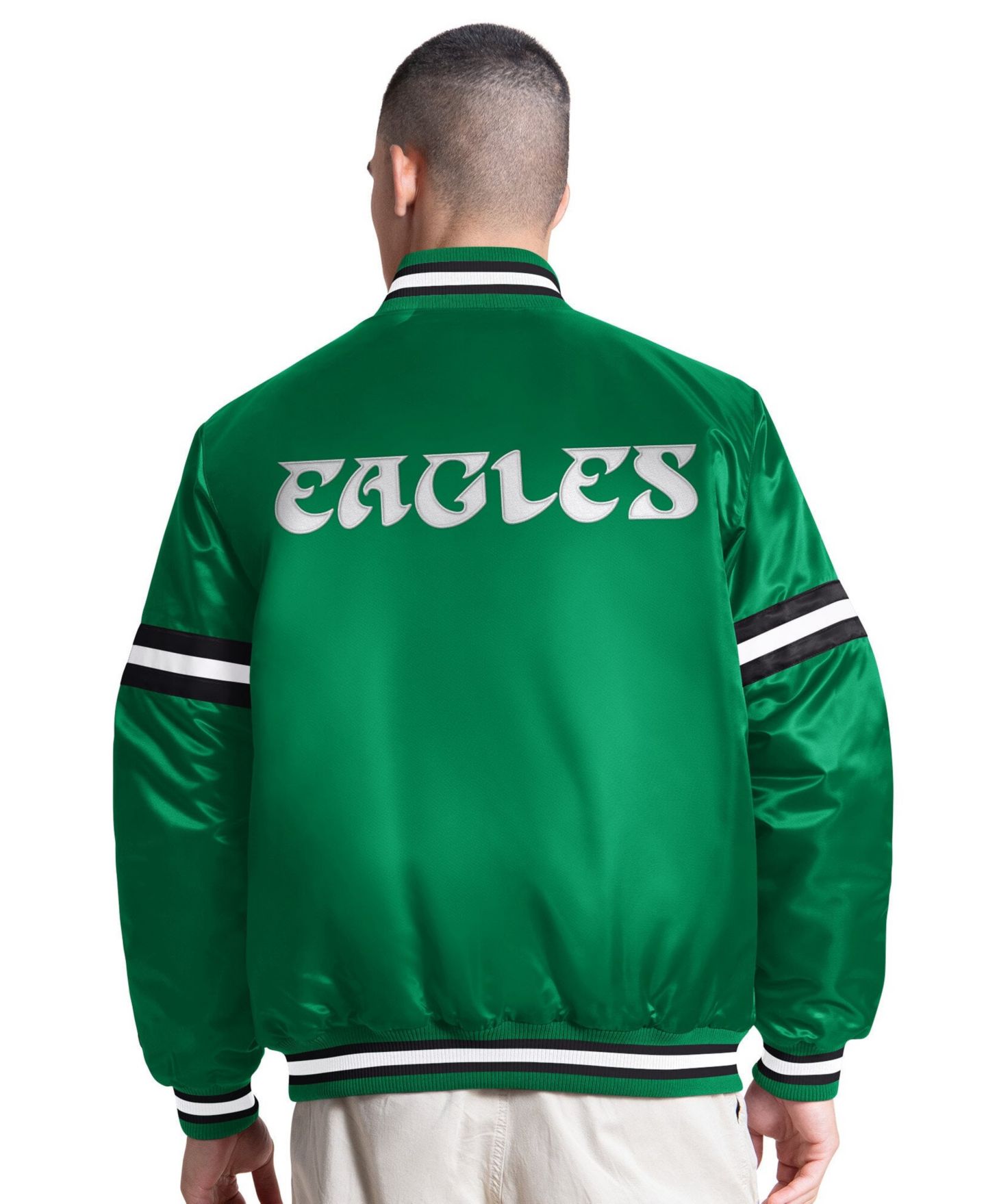 Мужская куртка Starter Kelly Green Philadelphia Eagles Courtside Varsity Retro Logo Full snap — фото 3