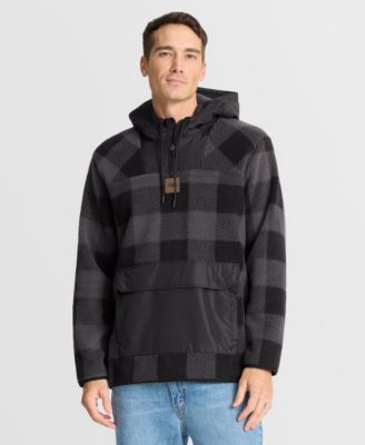 Men's Black Baltimore Ravens Oversized Elements Plaid Polar Fleece Quarter-Zip Hoodie